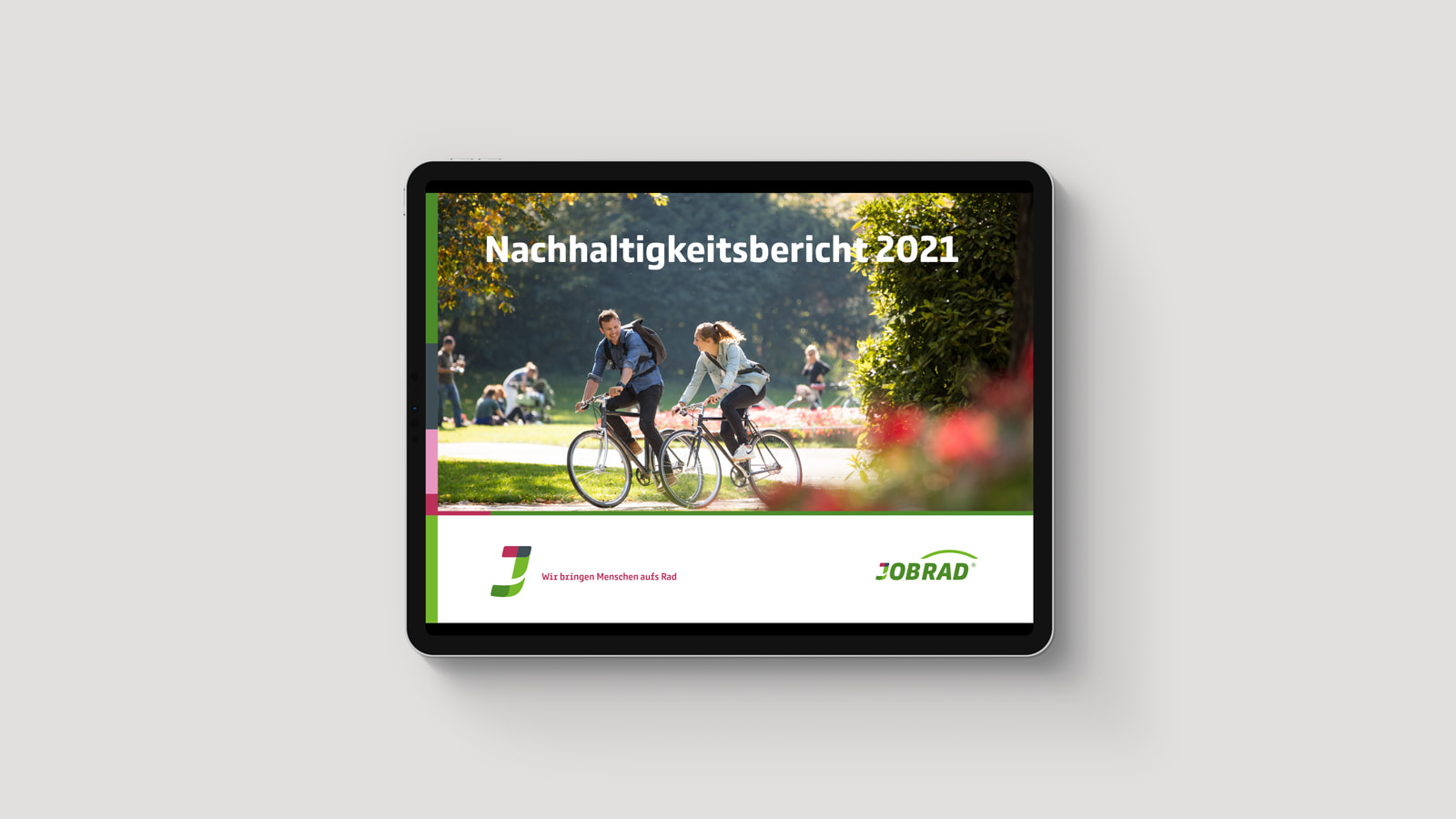 Mockup JobRad Nachhaltigkeitsbericht 2021 Vorschau im Tablet